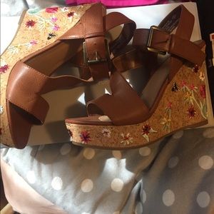 Strappy brown wedges